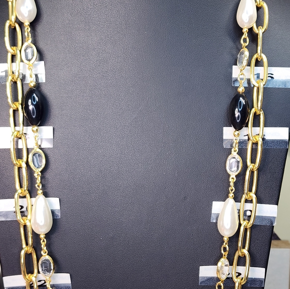 EUC Goldtone Necklace Double Strand 36" - Picture 6 of 7